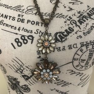 Upcycled Bronze Floral Boho Drop Necklace